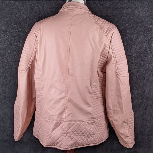 Royalty For Me Pink Pleather Biker Jacket With Faux Fur Lining - Picture 9 of 10